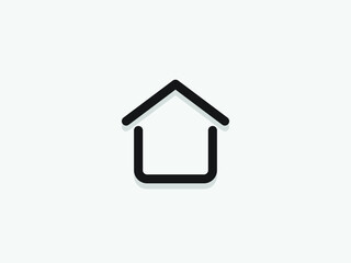 Flat Design Vector Home Icon, Black and White Shape Button. House Symbol Vector Illustration. Isolated Stay Home Sign. Modern Business Element.