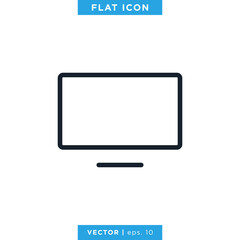 Desktop Monitor Icon Vector Design Template. Editable Stroke