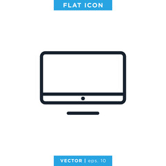 Desktop Monitor Icon Vector Design Template. Editable Stroke