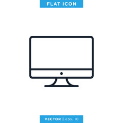 Desktop Monitor Icon Vector Design Template. Editable Stroke