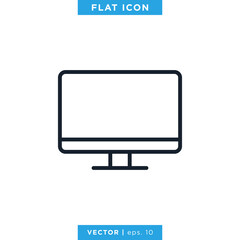 Desktop Monitor Icon Vector Design Template. Editable Stroke