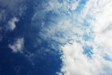 blue sky and white clouds. background, texture of the sky.