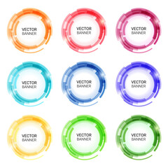 Colorful round abstract banners. Technology circles. Graphic banners design. Vector label tags