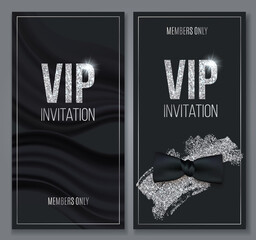 VIP party premium invitation design template for cards, posters, flyers, banners. Elegant Black background. Vector illustration