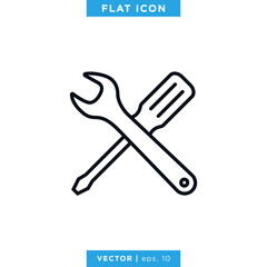 Tools Icon Vector Logo Design Template. Screwdriver and Wrench Icon