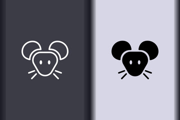 Obraz premium Chinese New Year 2020. chinese zodiac sign year of rat. asian elements minimal flat simple rat concept logo. creative vector eps design isolated on background.