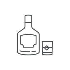 Whiskey bottle and glass vector icon symbol alcohol isolated on white background