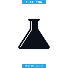 Flask Erlenmeyer Icon Vector Design Template. Lab Equipment Sign.