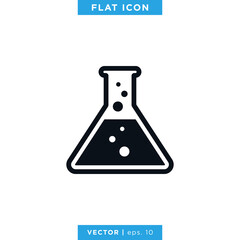 Flask Erlenmeyer Icon Vector Design Template. Lab Equipment Sign.