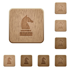 Black chess knight wooden buttons