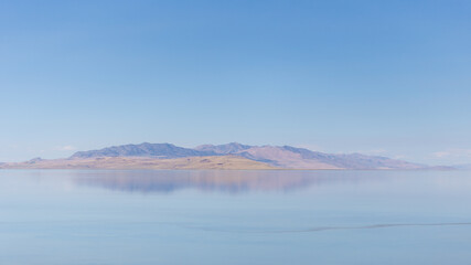 Great Salt Lake at a sunny day, shot in Salt Lake City, Utah.