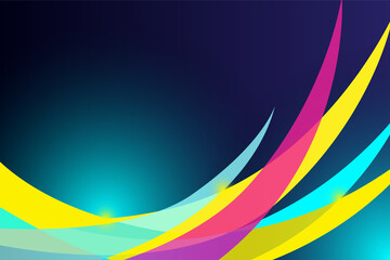 Neon glowing techno lines, blue, pink and yellow hi-tech futuristic abstract background template. 