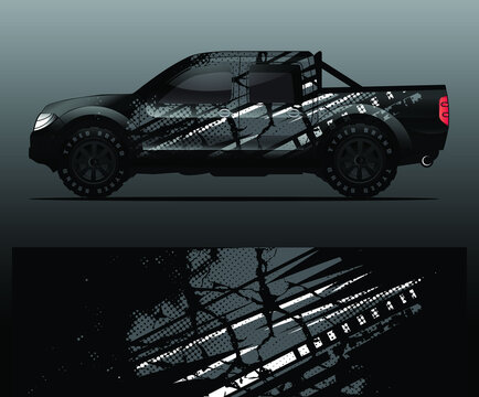 truck and vehicle Graphic vector. Racing background for vinyl wrap and decal