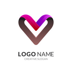 Love/heart with letter V, modern logo design