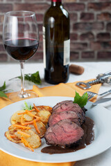 Braised in barolo in the white dish