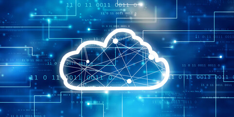 Fototapeta premium 2d rendering technology Cloud computing 