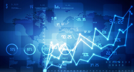 Fototapeta na wymiar 2d rendering Stock market online business concept. business Graph 