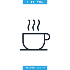 Hot Drink Icon Vector Design Template. Hot Coffee Icon.