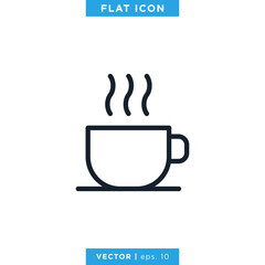 Hot Drink Icon Vector Design Template. Hot Coffee Icon.