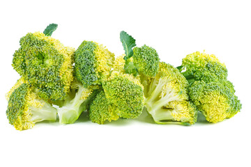 Broccoli cabbage pieces isolated on white background