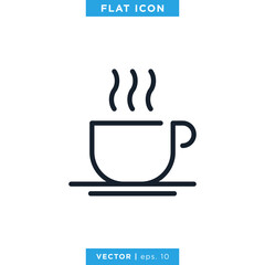 Hot Drink Icon Vector Design Template. Hot Coffee Icon.