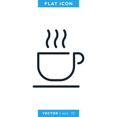 Hot Drink Icon Vector Design Template. Hot Coffee Icon.