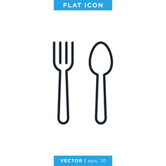 Spoon and Fork Icon Vector Logo Design Template. Food, Restaurant Symbol