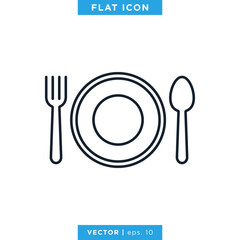 Spoon and Fork Icon Vector Logo Design Template. Food, Restaurant Symbol