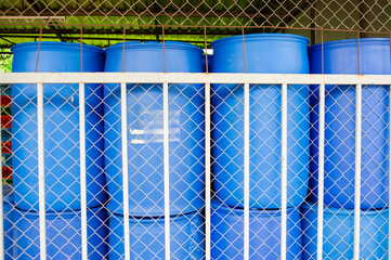 
200 liter plastic bucket for chemical containers.