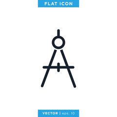 Drafting Compass Icon Vector Design Template