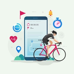 cycling tracker app design concept vector illustration