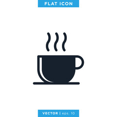 Hot Drink Icon Vector Design Template. Hot Coffee Icon.