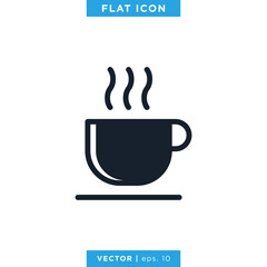 Hot Drink Icon Vector Design Template. Hot Coffee Icon.