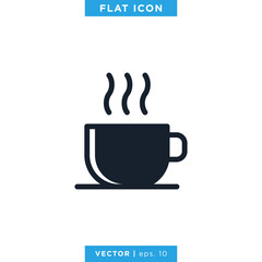 Hot Drink Icon Vector Design Template. Hot Coffee Icon.