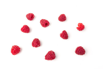 Fresh  red raspberry isolated on white background. Berry in close-up