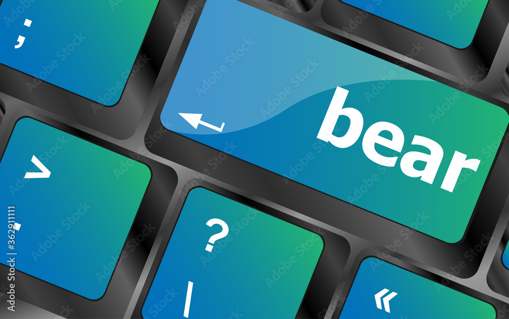 Poster bear word on keyboard key, notebook computer button