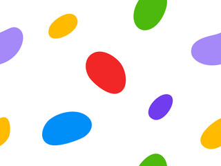 Vector colored blots. Seamless pattern. Multi-colored spots, flat drops and smudges. Color dripping. Paint flows. Current paint, stains. Current drops. Color inks. Wrapping paper. Color print.