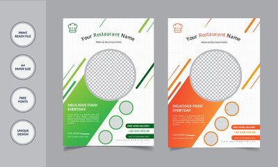 Fast food menu Flyer design vector template in A4 size. flyer, Layout Design Template . food concept.
