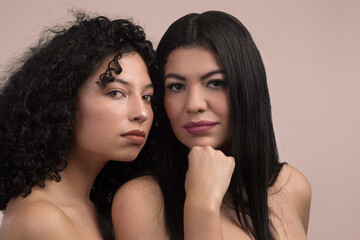 portrait of two young women, beauty