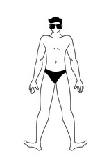 young man with swimsuit in summer