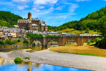 Fototapeta premium Estaing, beautiful touristic village in Aveyron-France