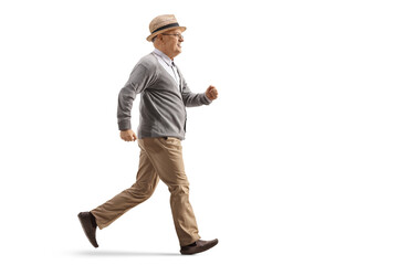 Elderly gentleman running fast