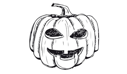 Halloween pumpkins set. Hand drawn illustration.	