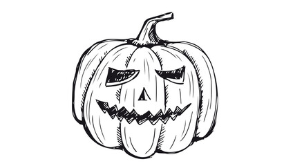 Halloween pumpkins set. Hand drawn illustration.	