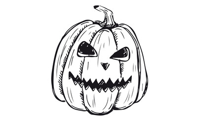 Halloween pumpkins set. Hand drawn illustration.	