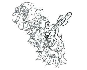 black and white abstract doodle vector illustration