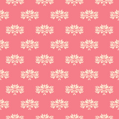 Floral seamless pattern. Beige flower design on pink background