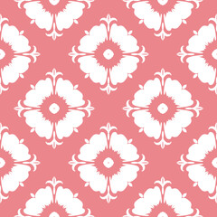 Floral print. White pattern on pink seamless background