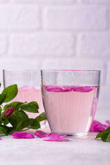 Pink rose water, summer healthy drink