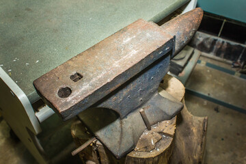 Anvil blacksmith in workshop